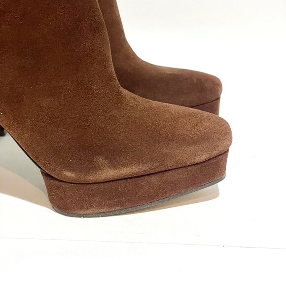Jessica Simpson Kaiyah Ankle Boots Womens 6.5 M Brown Suede Side Zip Block Heel - Picture 7 of 16